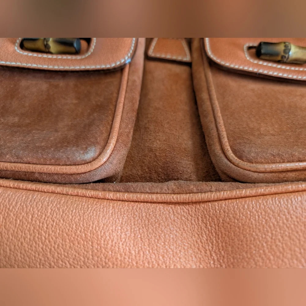 Gucci Bamboo Vintage Suede and Leather Backpack